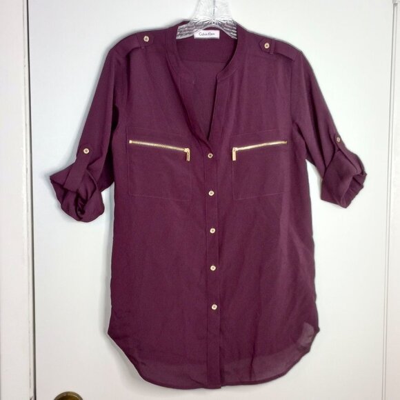 Calvin Klein Purple & Gold Tunic Top - Picture 1 of 9